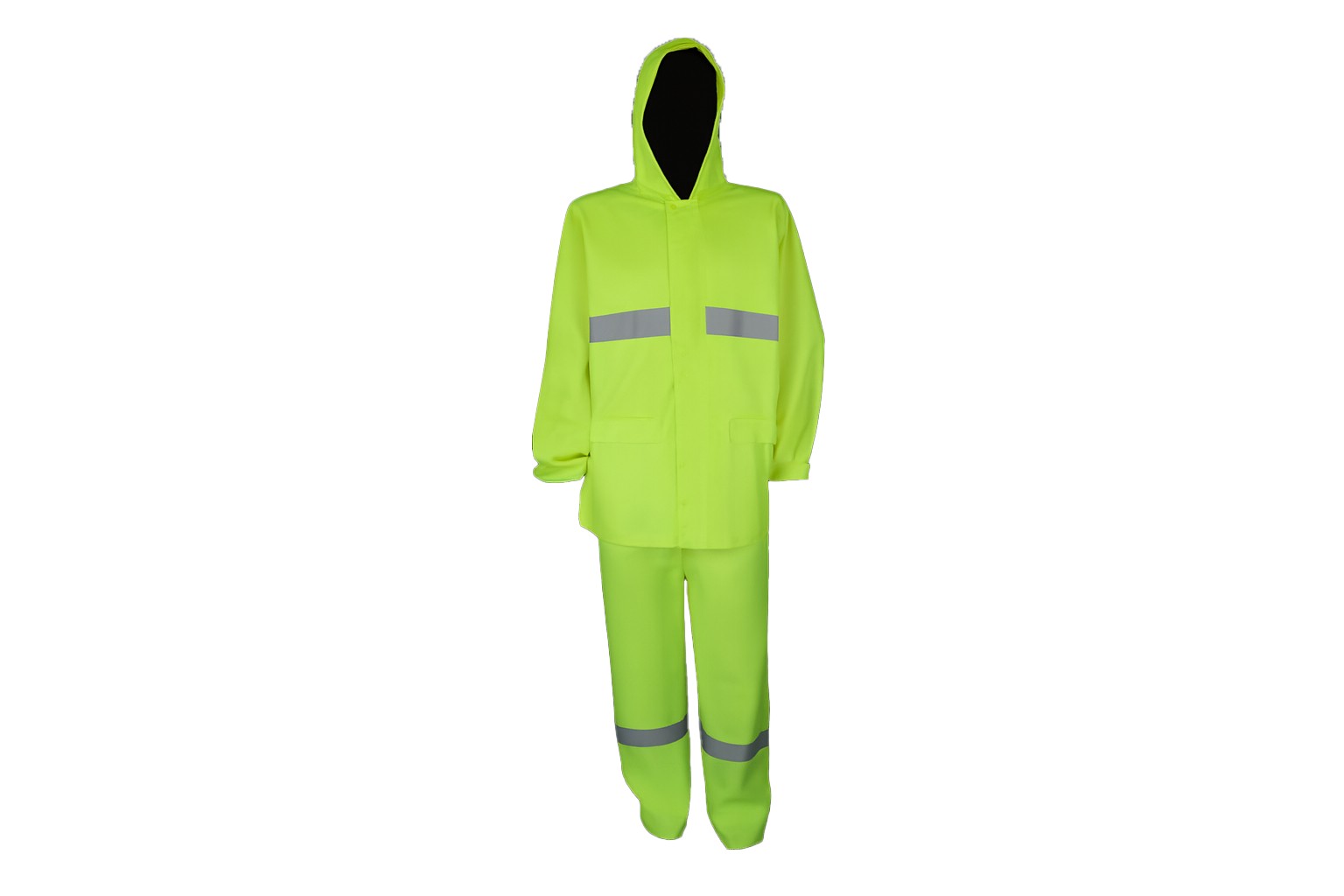 Hi-Viz PVC Rubberised Rain Suit With Reflective Tape
