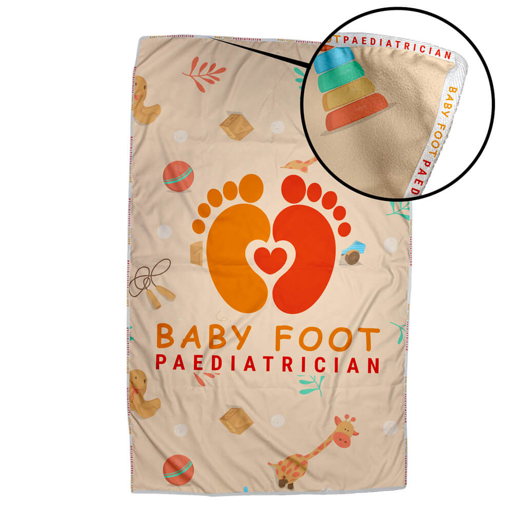 Marble Microfibre Baby Blanket S/S Print Binded With Personalised Branded Petersham Webbing